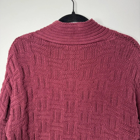 Callahan Selby Maroon V-neck Oversized Cotton Blend Knit Pullover Sweater - Picture 6 of 8